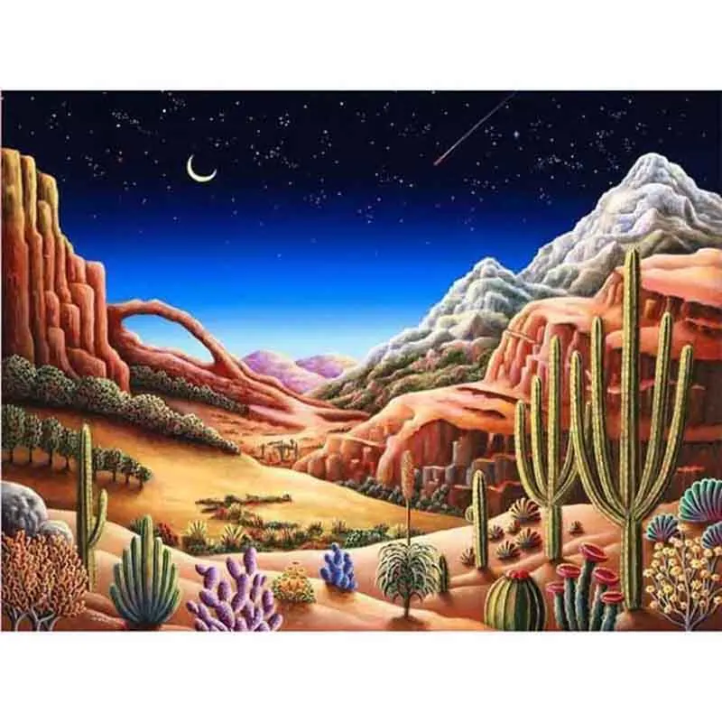 New 5D DIY Diamond Painting Cross Stitch Full Square Round Drill tropical cactus plant landscape 3D Embroidery Mosaic Rhinestone