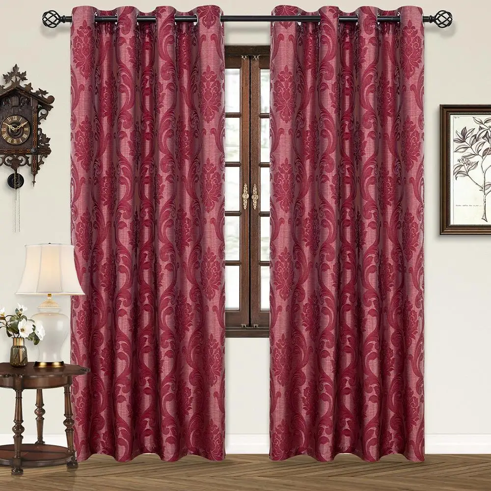 Red Semi Blackout Curtains Jacquard Christmas Window Treatment Curtains Shades For Living Room Bedroom Curtains Fabric Drape