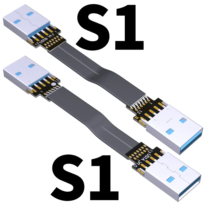 USB 3.0 male to male female to female ultra-thin FPV flat Ribbon extension cable A female to A male double angle custom