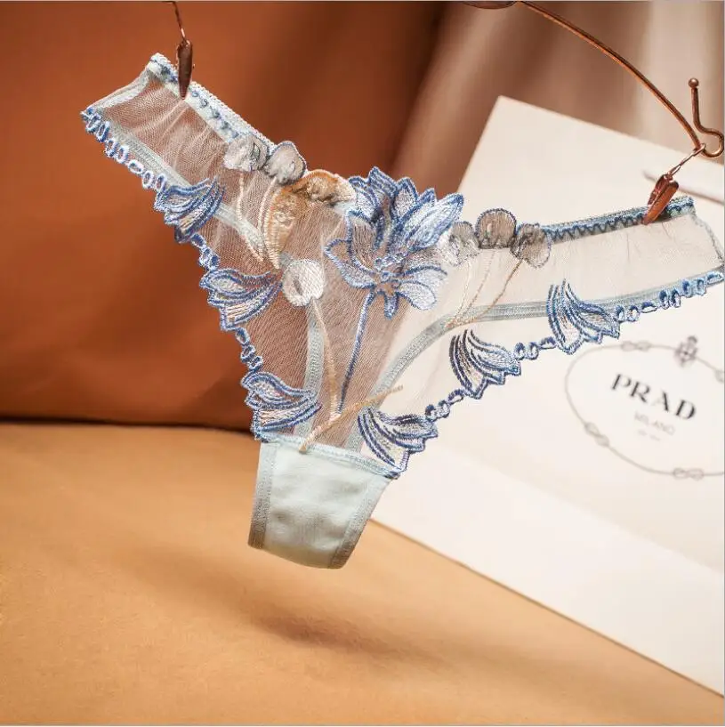 صافي الغزل كامل شفاف التطريز مثير الملابس الداخلية النسائية الجنس إغراء T السراويل السيدات المثيرة الملابس الداخلية G سلسلة ثونغ S1062 #6