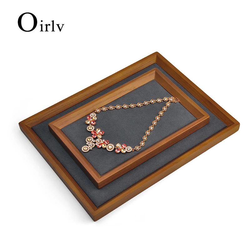 Oirlv Solid Wood Jewelry Tray For Ring Earrings Bracelet Bangle Necklace Rectangle Jewelry Display Stand Jewelry Tray