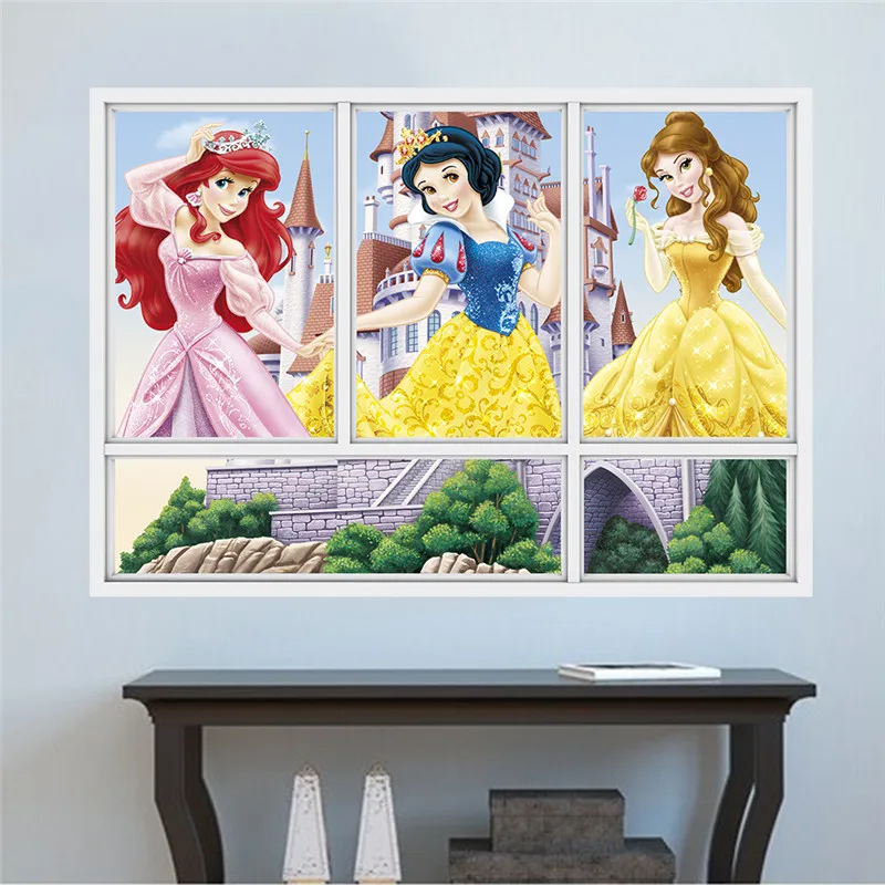3d Vivid Lovely Cartoon Princess Castle Wall Stickers For Kids Room Butterfly Home Decoration Wall Decals