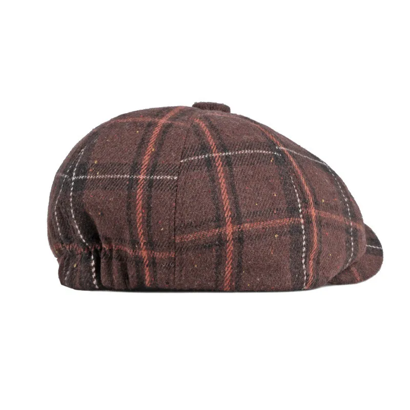 LDSLYJR Autumn Winter Polyester Plaid Newsboy Caps Flat Peaked Cap Men and Women Painter Beret Hats 56