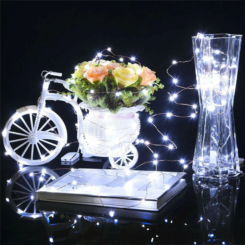 Guirnalda de luces LED con USB para boda, guirnalda de alambre de plata de cobre de 5M y 10M, para Año Nuevo, árbol de Navidad, decoración de