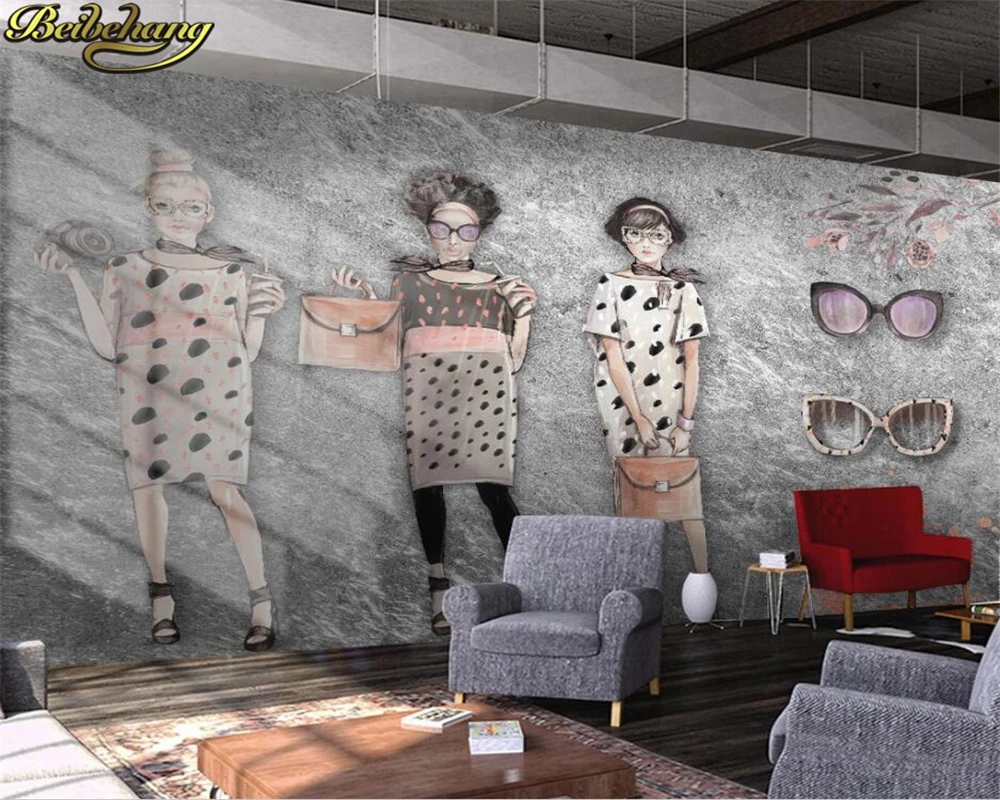 

beibehang Custom wallpaper mural retro hand-painted beauty clothing store tooling background wall papel de parede 3d wallpaper