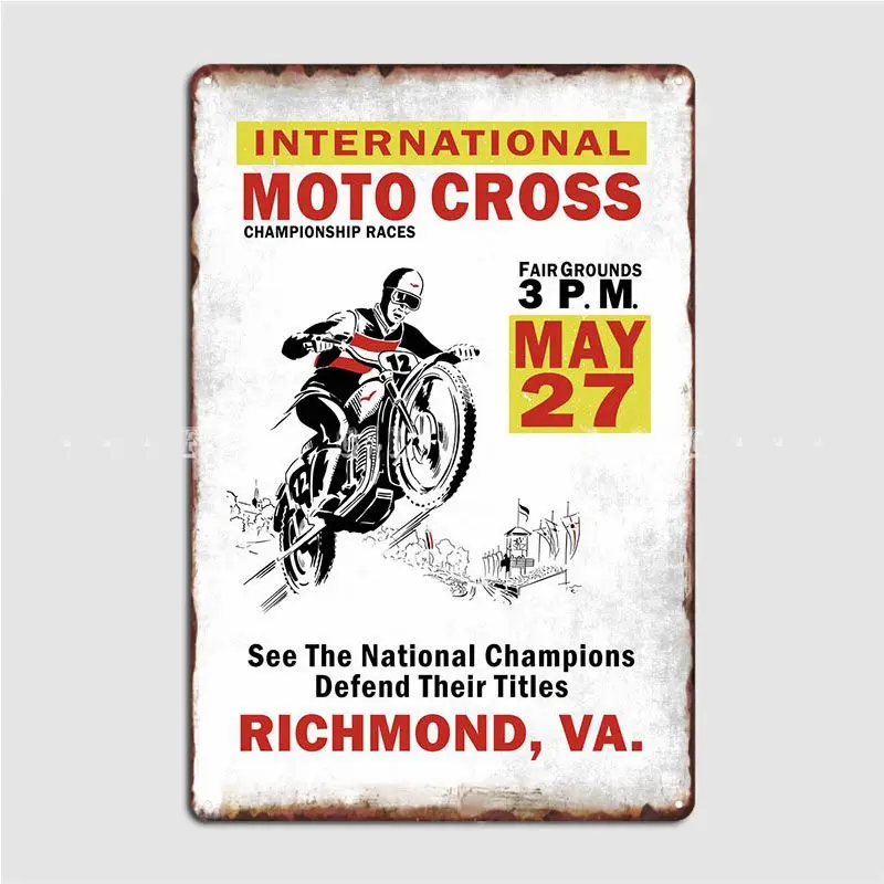 

International Moto Cross Metal Plaque Poster Wall Pub Create Party Wall Decor Tin Sign Poster