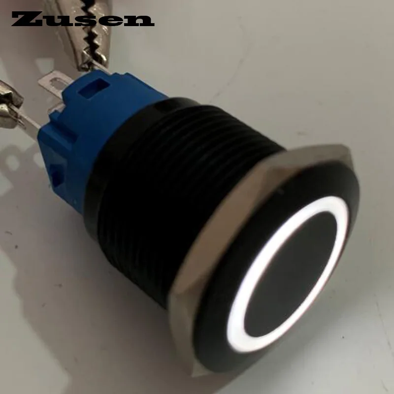 

Zusen 19 мм чёрная поверхность фиксация стробовидный фотографический кнопочный переключатель 1NO1NC IP65 12V 24V 220V (моментальная Перезагрузка/E/A)