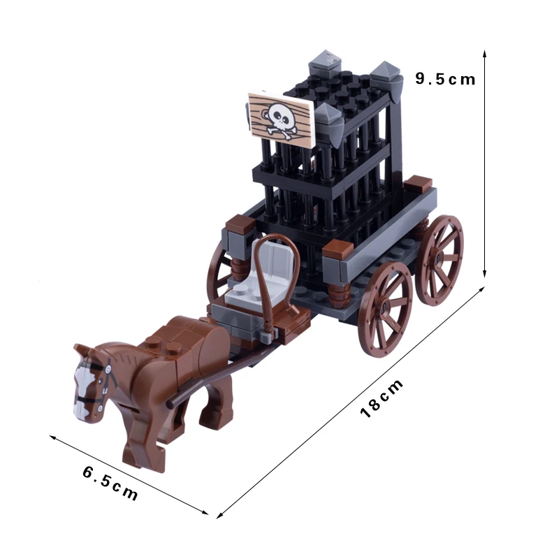 Mittelalter liche Militär kutsche Bausteine Trainer Gefängnis Van Träger Krieg Pferd Burg Belagerung Waffen Ziegel Spielzeug Jungen Geschenk