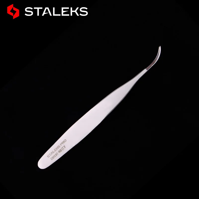 STALEKS PRO TE-40-7 Tweezers Grafting Volume Eyelashes Blooming Anti Static High Precise Hyper Fine AISI 420 Steel