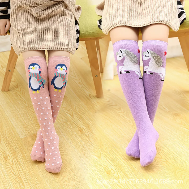 Girl Socks 3-12 Years Old Cotton Knee High Lovely Long Children\'s Legwarmers Kids Dance Stocking  Cute Animal Carton