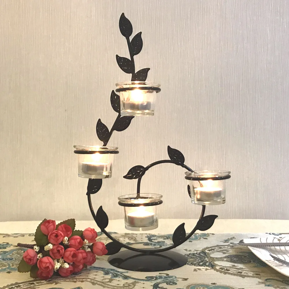 

Creative European Metal Candle Holder Leaf Shape Candlestick Valentine Day Wedding Decor