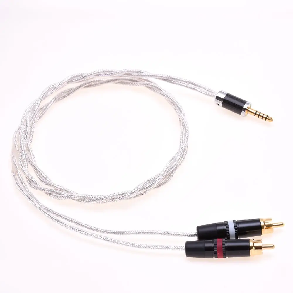 4.4MM Male to RCA Male Audio Extension Clear Silver Plated Shield Cable Compatible for iFi Sony NW-WM1Z 1A MDR-Z1R TA-ZH PHA-2