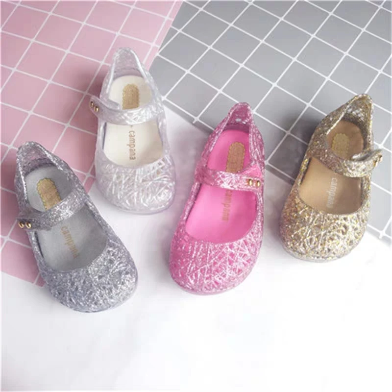 Spring Summer 2023 New Mini Melissas Bird\'s Nest Children\'s Jelly Shoes Baby Girls Shiny Jelly Sandals Kids Fragrant Beach Shoes