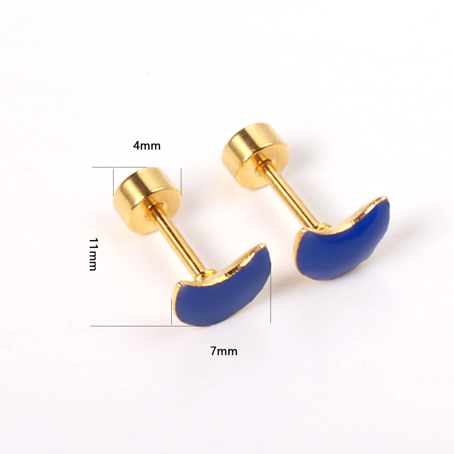 12 Pairs Stainless Steel Drip Oil Moon Stud Earrings Women's Gold Color Stud Earrings for Girl Party Gift Jewelry wholesale