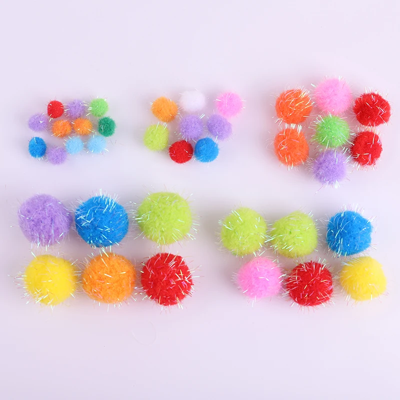 450pcs/lot Mixed Color Elastic Fluffy Ball Christmas Decoration  Small Pom pom crafts DIY Handmade Sewing Kids Toy Wedding Decor