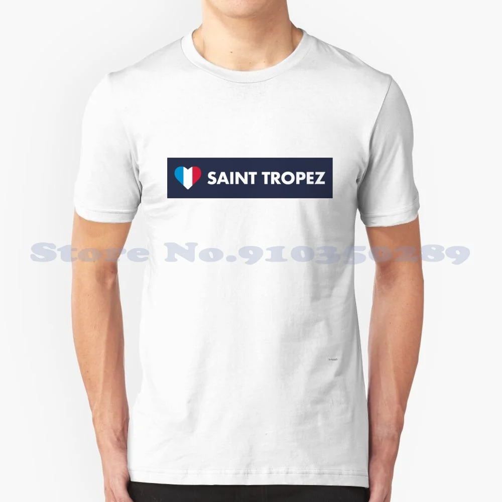 Saint Tropez France Flag Heart 100% Cotton T-Shirt French Francaise Francophone Vive La France La Grande Nation Les Bleus