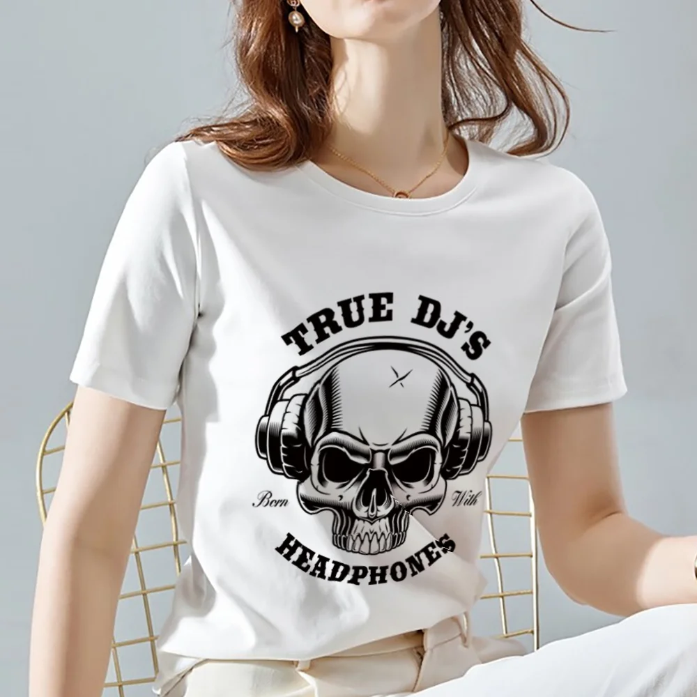 Women's Summer New Fashion T-shirt Pirate Skull Print Series T-shirt Casual All-match Personality Round Neck Collar Ladies Top