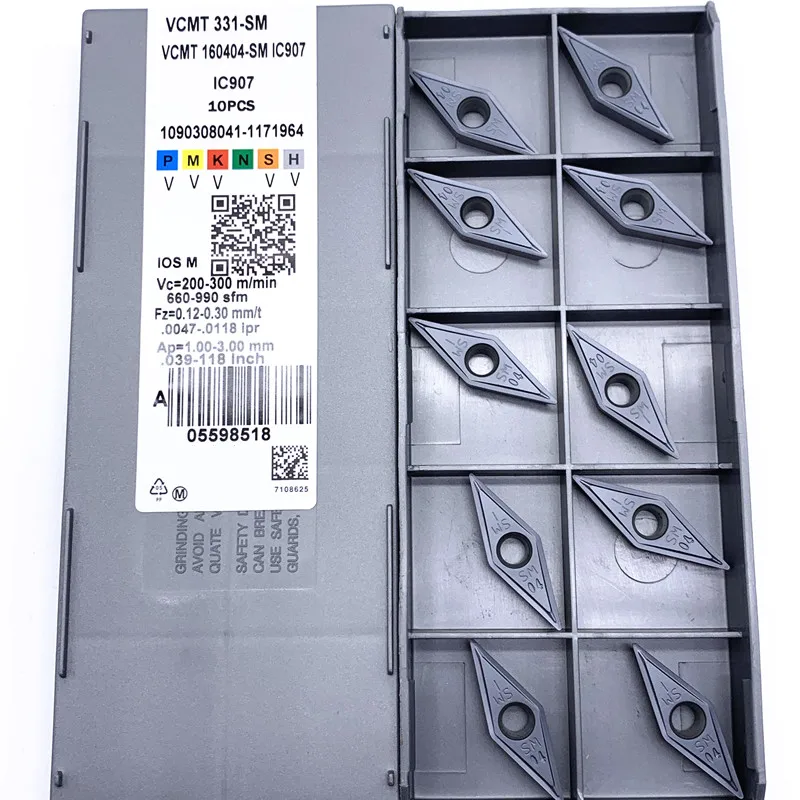 Insertos de carburo VCMT160404 VCMT160408, VCMT 160404 160408 SM IC907 IC908, torno de torneado CNC, herramientas de corte, carburo de tungsteno