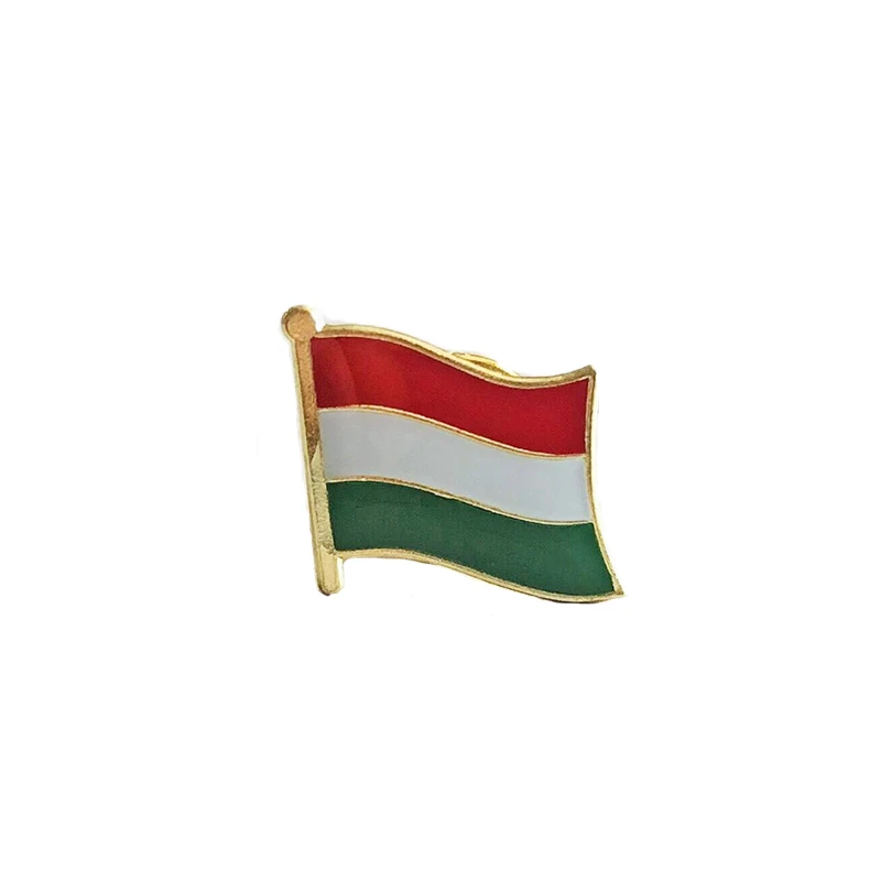 Hungary National Flag Lapel Pins Crystal Epoxy Metal Enamel Badge Paint Brooch Souvenir Suit  Personality  Commemorative Gifts