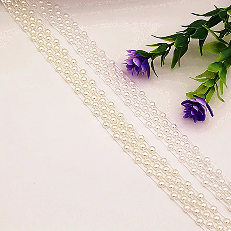 Five Rows Of ABS Imitation Beads Lace Ribbon DIY Clothes Headdress Shoes Curtain Ornaments Bracelet Necklace Making Materials