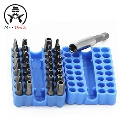 33pcs/Set Bits Set Sturdy Chrome Vanadium Steel Screwdriver Bit Head Set Torx Hex Tri-Wing Spanner Cross-Head Bits With Case