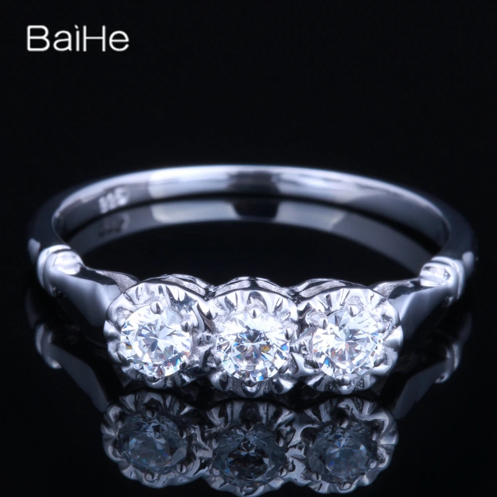 BAIHE Sterling Silver 925 Cubic Zirconia rings for women men Wedding Engagement jewels Vintage Fine Jewelry anel anillo кольца