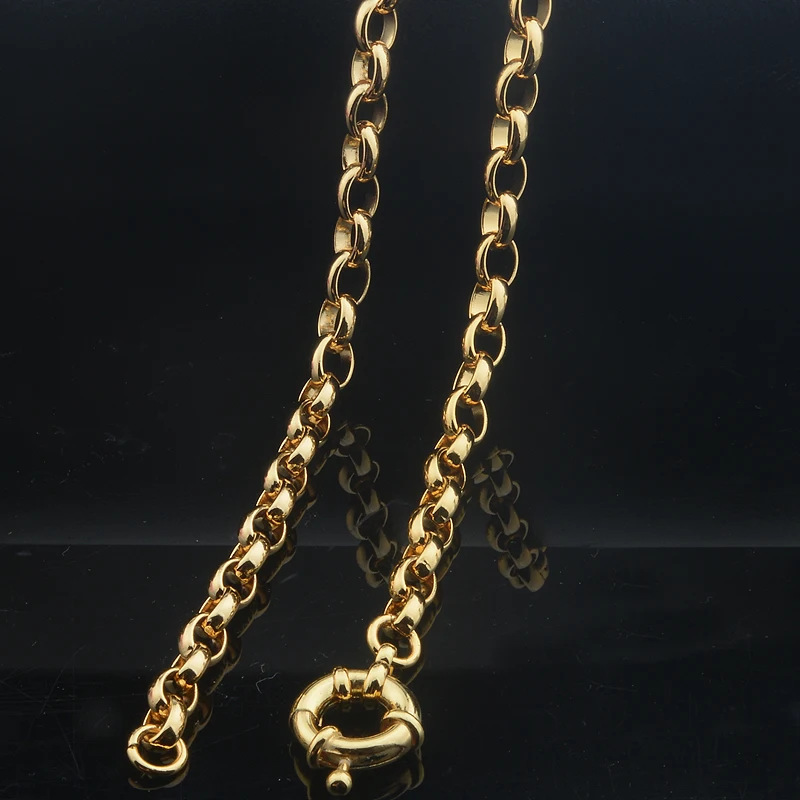 1pcs 6mm  Men Women Rolo Jewelry Gold Color Chain Necklace Jewelry Sailor Clasp Long 45cm-80cm