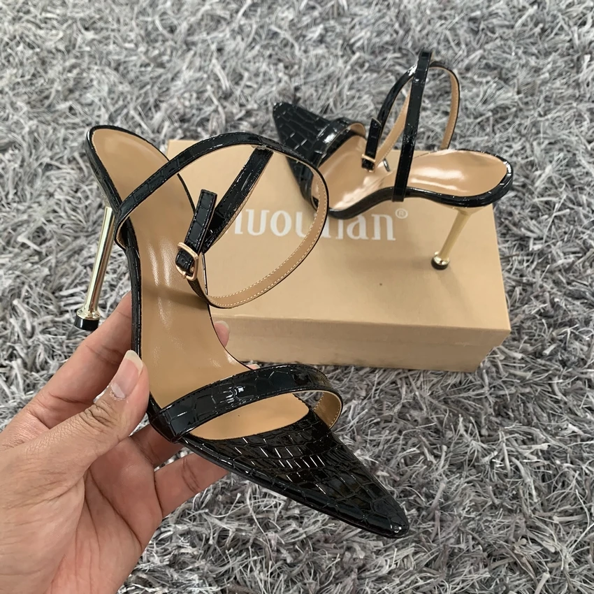 10.5CM Summer High Heel Sandals Sexy Stiletto Women Shoes Party Dress Evening Heeled Sandals Fashion Ankle Strap Ladies Shoes