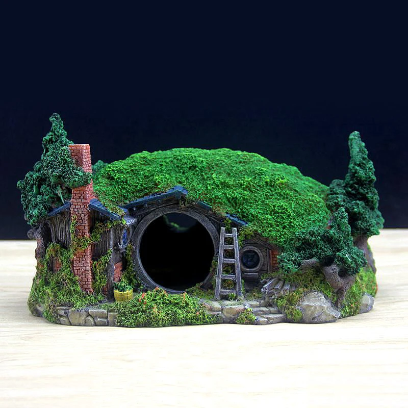 Resin Hobbit House Aquarium Rockery Ornament Fish Tank Landscaping Castle