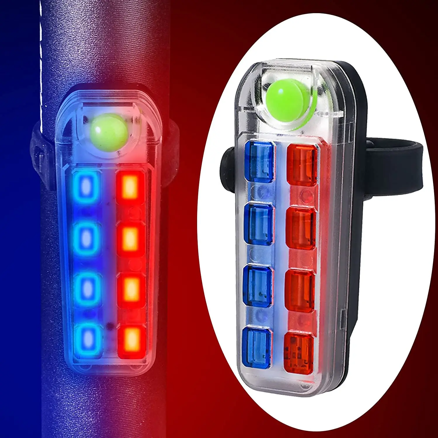 Bicycle Tail Light Safety Warning Red Blue Light Rechargeable Bike Rear Lights 8 LED Waterproof Outdoor MTB Cycling Taillight