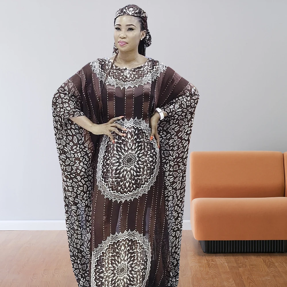 Muslim Dress Lady Party European Clothes American Clothing Abaya Dubai Maxi African Design Loose Print Robe Gowns