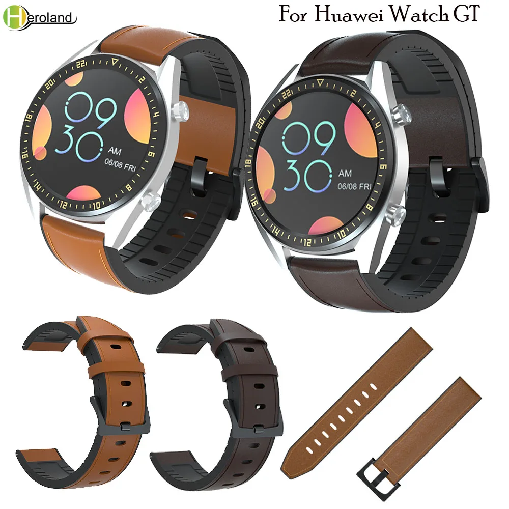 

22 мм ремешок для часов Силиконовый + кожа для Huawei Watch GT 2 3 быстросъемный ремешок для часов для Samsung Gear S3 Galaxy 46 мм браслет