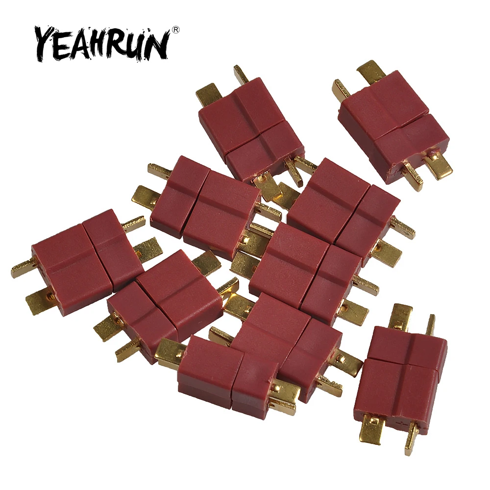 

T-образный штекер YEAHRUN с золотым захватом, противоскользящий, в стиле Deans для радиоуправляемой модели игрушки, аксессуары для аккумулятора ESC