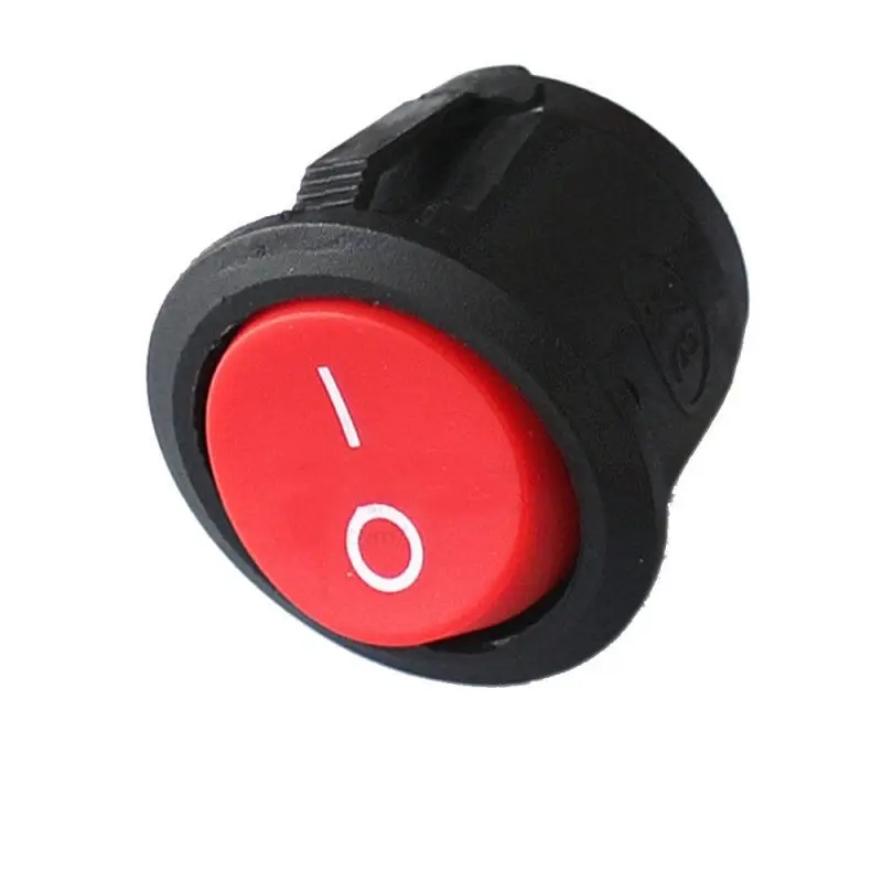 10Pcs/Lot 16mm 125V/250V Diameter Small Round Boat Rocker Switches Black Mini Round Red 2 Pin ON-OFF Rocker Switch