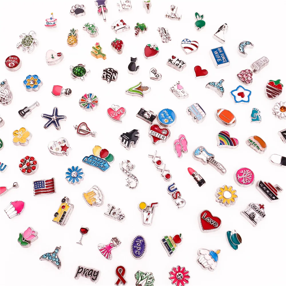 20/40Pcs Mix Styles Mini Random Flower Rose Flower Star Animal Floating Charms Fit Glass Memory Locket Pendant Jewelry Making