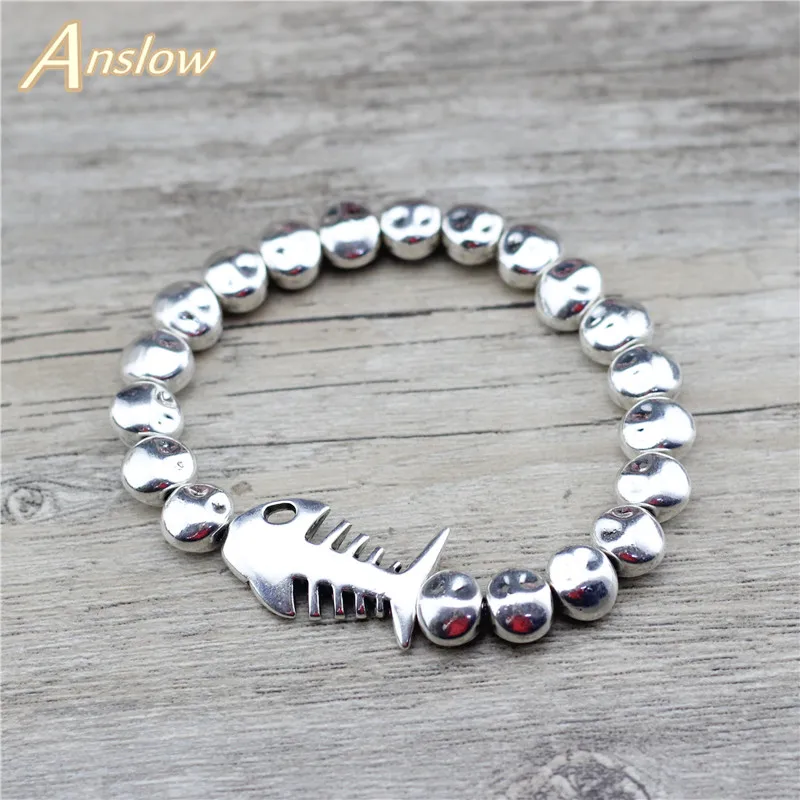 Anslow New Arrivals Original Design Fish Bones Wrap Charm Adjustable Metal Chamrs Bracelets Bangles Female Bracelet LOW0818LB