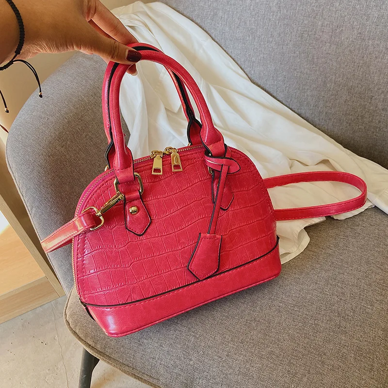 2022 New Fashion Women Handbags Stone Pattern Large Capacity Shell Bag Ladies Solid Color Texture Messenger Bags Trend