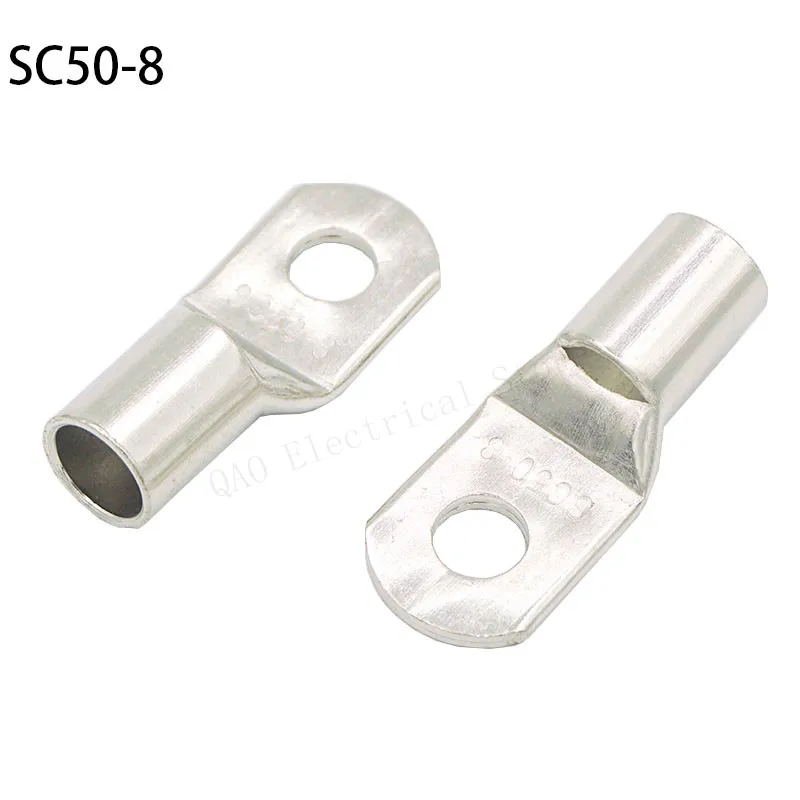 10PCS/5PCS SC50-6 50-8 50-10 50-12 Copper Cable Lug Kit Bolt Hole Tinned Cable lugs Battery Terminals copper nose Wire connector