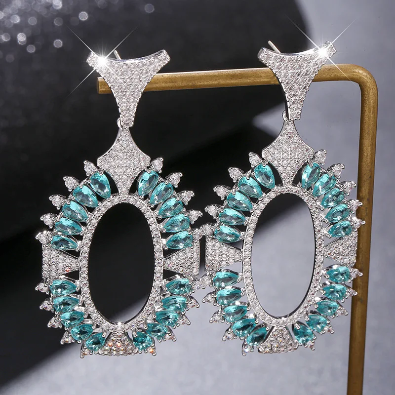 

EYER Famous Luxury Popular Dangle Drop Big Earrings Beautiful Cubic Zirconia Elegant Earrings Colorful New Hot Jewelry