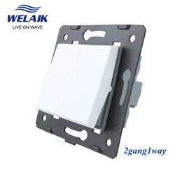 WELAIK EU Push-Button 2Gang 1Way Light DIY-Parts Wall- Switch-Crystal-Glass-Panel AC110-250V A721W