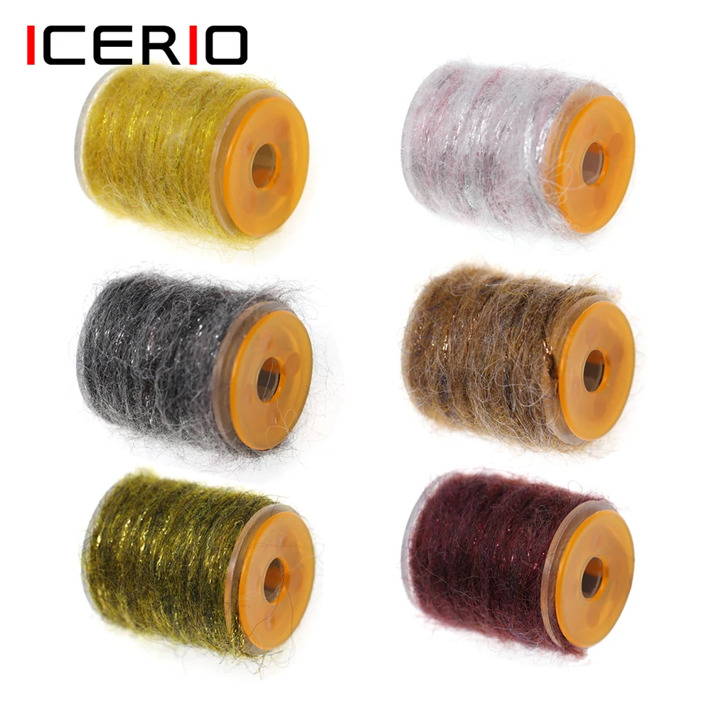 ICERIO 5m/spool Dirty Bug Yarn Mottled Dubbing Rope Shrimps Nymphs Caddis Worm Dry Fly Tying Materials