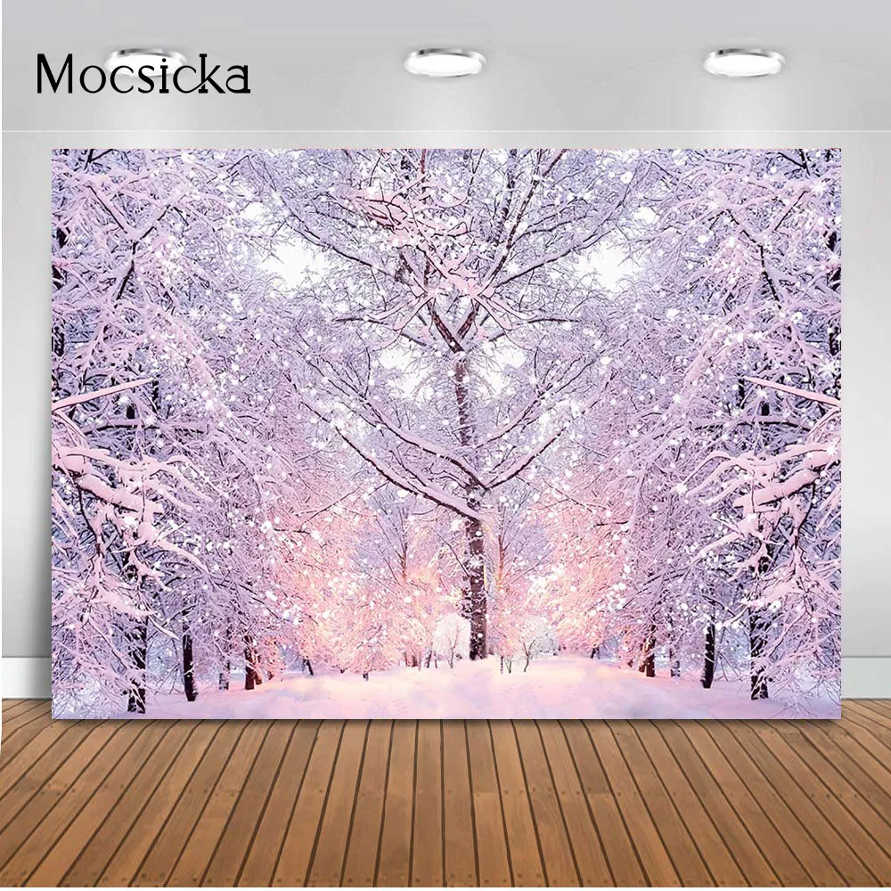 Winter Snow Scenery Photography Backdrop Newborn Kid Children Portrait Forest Photo Background Studio Photocall Vinyl Cloth