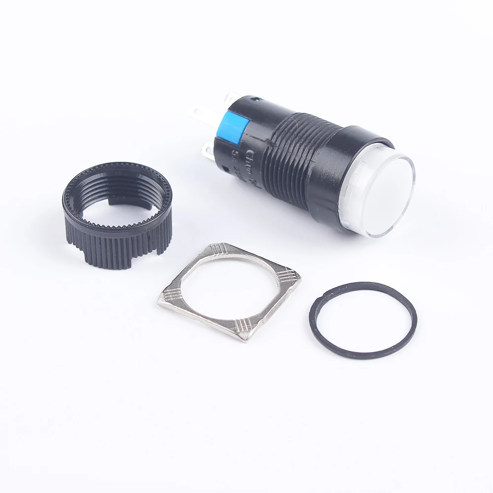 10pcs 16mm 1NO1NC 2NO2NC Latching/Momentary plastic push button switch Round pilot lamp Indicator light with LED No LED for car