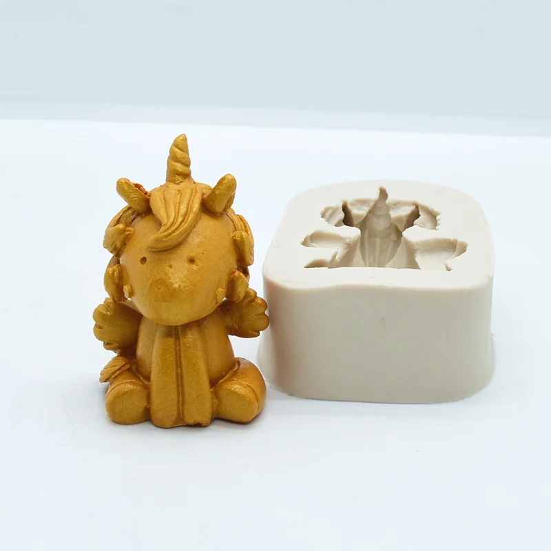 Cute 3d Unicorn Silicone Mold Cake Chocolate Mousse Sugar Baking Decorating Tool Plaster Moulds