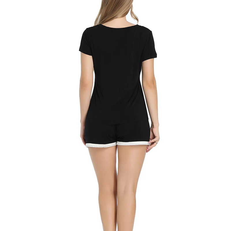 Joyaria Pajamas Women Summer V-Neck Short Sleeves Pyjamas Set Bamboo Sleep Shirt and Bottoms Viscose Pajama Set Pijamas Mujeres