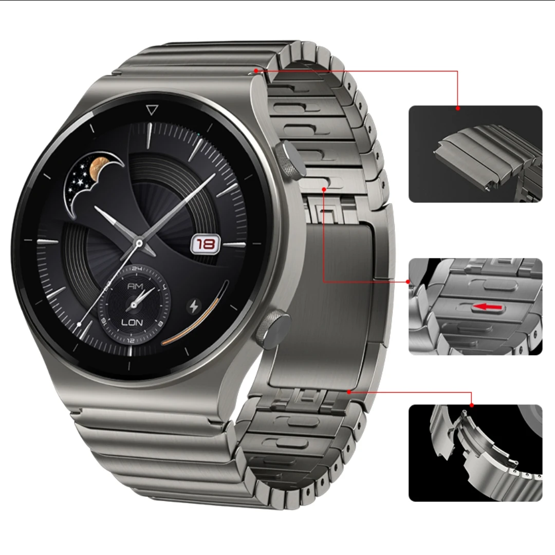 

22mm Strap for Huawei Watch GT3 Pro 46mm/GT2 Pro, Fashion Stainless Steel Watchband for GT5 46mm /GT2/ 2Pro/GT3/GT4 46mm