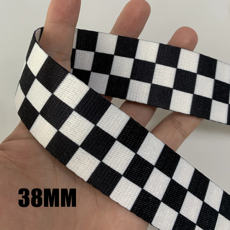 3YARD 38MM 1.5 INCH Black And White Jacquard Webbing Bag Belt Ribbon for DIY Home Textile Clothing Belt Decor Sewing Accessories