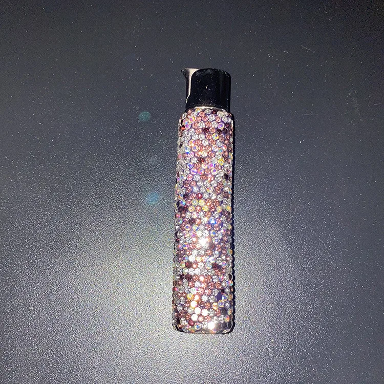 Diamond-Studded Lighter Ladies Compact Portable Inflatable Lighter Creative Ultra-Thin Ultra-Shiny Gift Ladies (Airless)