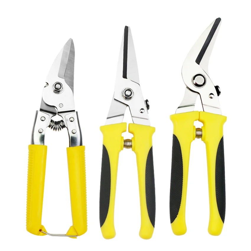 Tin Snip para cortar chapa metálica Tin Cutting Shears com lâmina forjada, Comfort Grip Aviação Snip, reto, curvo