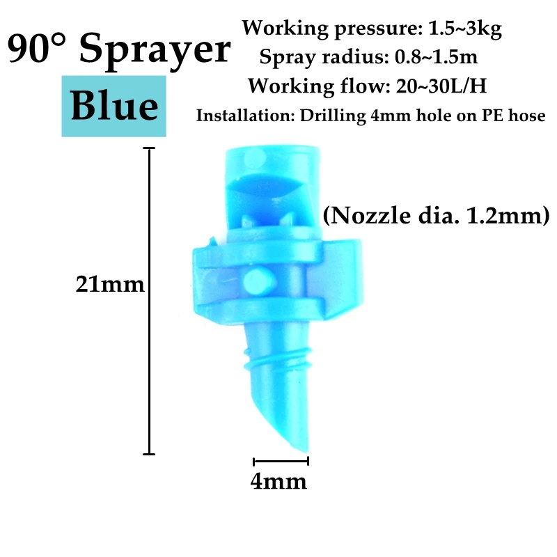 5~100pcs Blue Sprayer Head Mist 90° Atomizing Nozzle Watering Sprinkler Garden Irrigation Accessory Plants Vegetable Watering